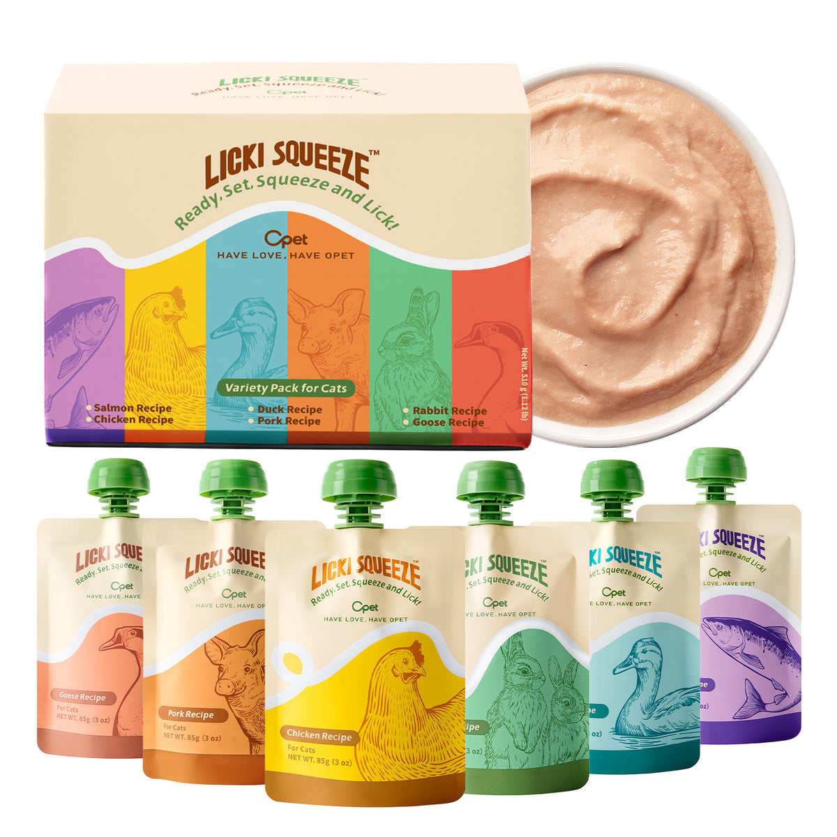 OPET Licki Squeeze Pate Wet Cat Food Lickable Bisque Treats
