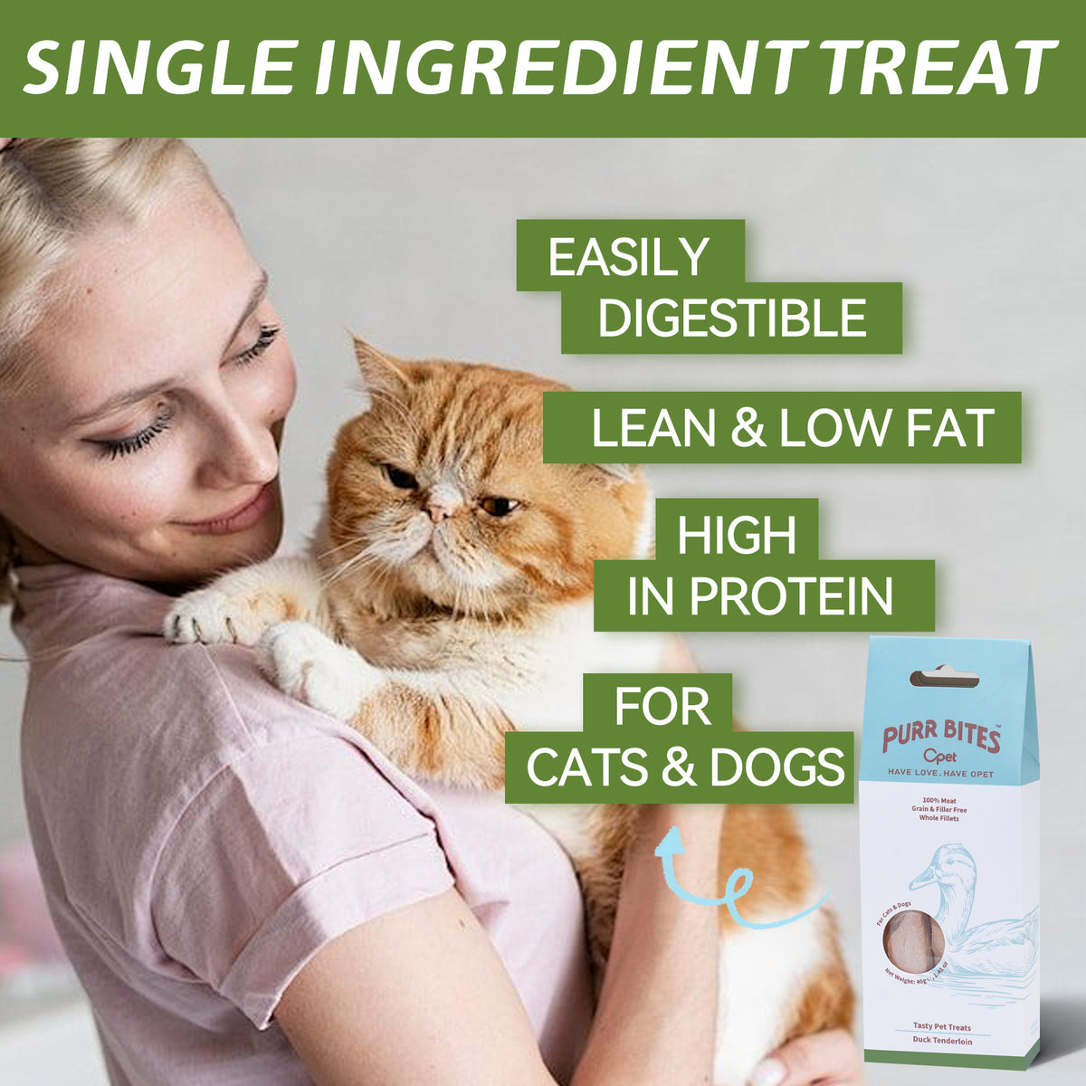 OPET Purr Bites Freeze Dried Cat Treats (Duck Breast Whole Fillets, 40g)