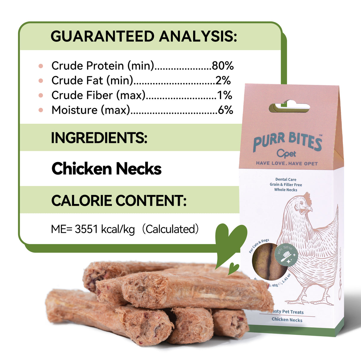OPET Purr Bites Freeze Dried Cat Treats (Chicken Neck, 40g)